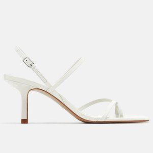 Zara White/Cream Kitten Heel Sandal Sz 40
